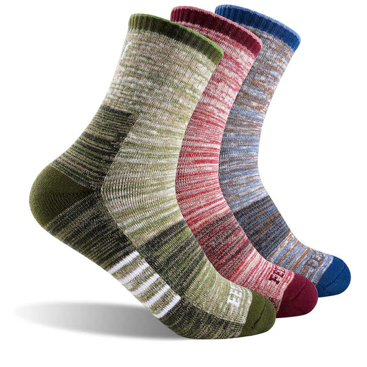 FEIDEER Women's Hiking Walking Socks, 3-Pack Outdoor Recreation Wicking Cushion Crew Socks (3WS20403-M)