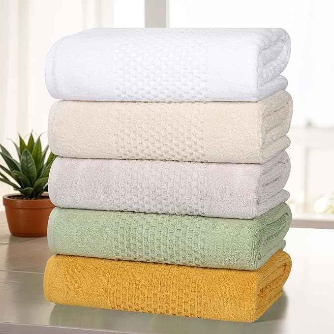 Superior Playa Zero Twist Cotton Medium Weight Bath Sheets, for Guest Bath, Bathroom, Shower, Spa, Plush, Quick Dry, Ultra-Soft Towels, Essentials, Waffle Textured, Oversized Towels, Set of 2, Gold