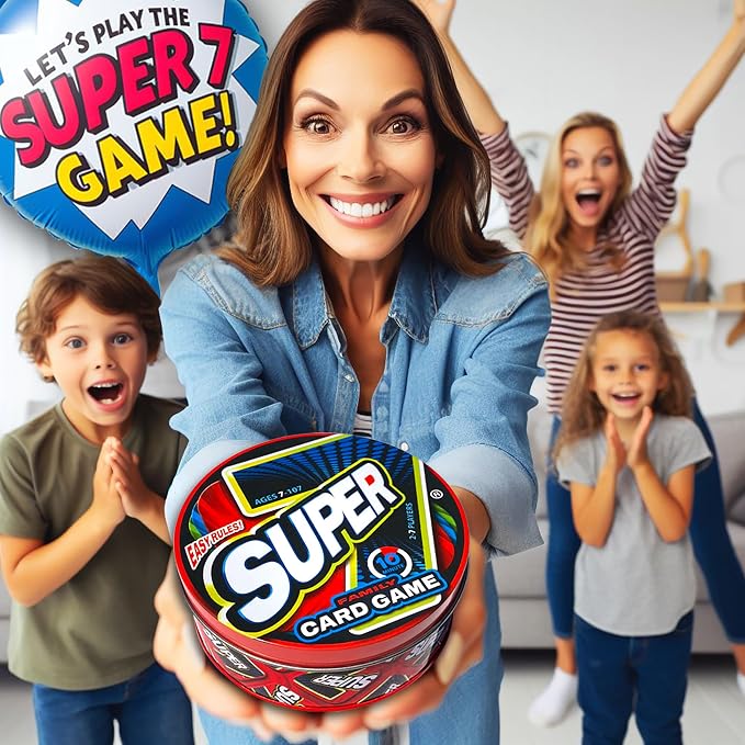 Super 7 Family Card Game Collectible Tin – for Kids and Adults, Family Game Night, Fast Games, Easy to Learn, 2-7 Players, Ages 7 to 107!