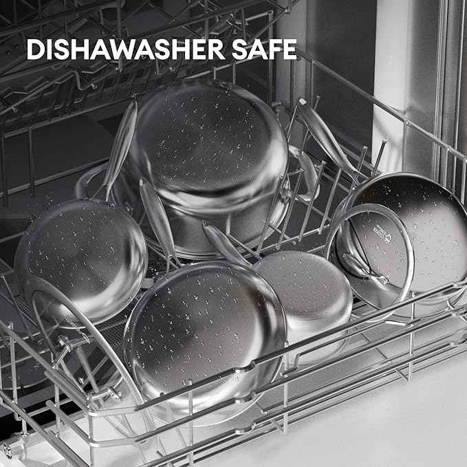 COOKER KING Stainless Steel 10pcs Cookware Set, Pots and Pans Set with Lids, Frying Pans, Saucepans, Saute Pan & Stock Pot, Non Stick, Non Toxic, Induction, Oven, Dishwasher Safe, Stay-Cool Handles