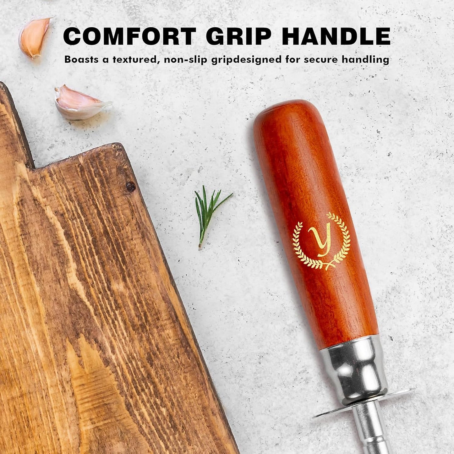 Knife Sharpener Rod, Kitchen Knives Sharpener Carbon Steel Professional Knife Sharpening Steel, Honing Rod with Hanging Holes (13 inches), Y