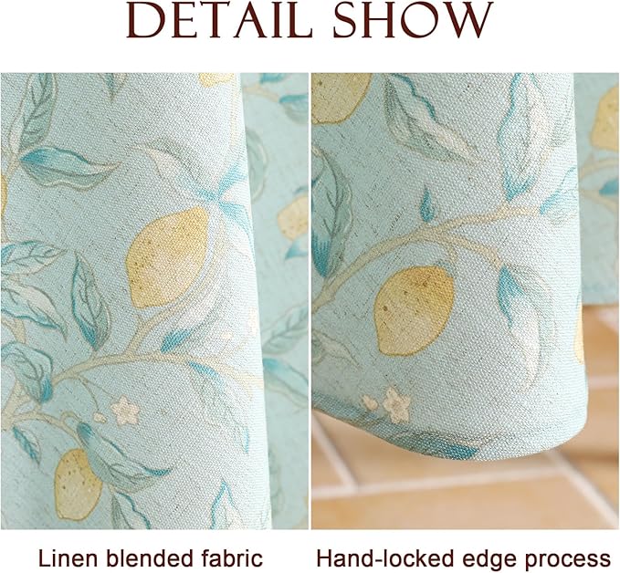 patdrea Designer Linen Green Tablecloth for Rectangle Table,Vintage Breathable Yellow Fruits Pattern Table Cloth,Decoration Cover for Kitchen Dining,Christmas,Thanksgiving,Party,55"x79"-Ania a