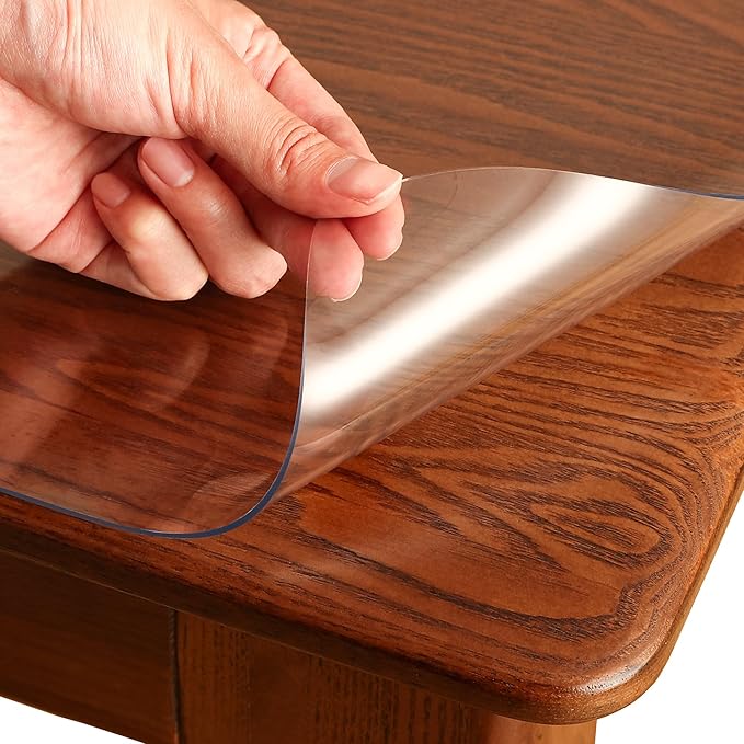 Clear Table Cover Protector Rectangle 42 x 86 Inch, 1.5mm Transparent Plastic Table Protector Waterproof, Anti-Scratch Clear Desk Mat for Office Desktop Dresser Dining Table, FDA Compliant
