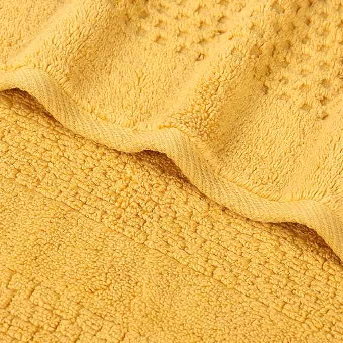 Superior Playa Zero Twist Cotton Medium Weight Towels, for Guest Bath, Bathroom, Shower, Spa, Plush, Quick Dry, Ultra-Soft Towels, Bath Essentials, Waffle Textured, 9 Piece Assorted Towel Set, Gold