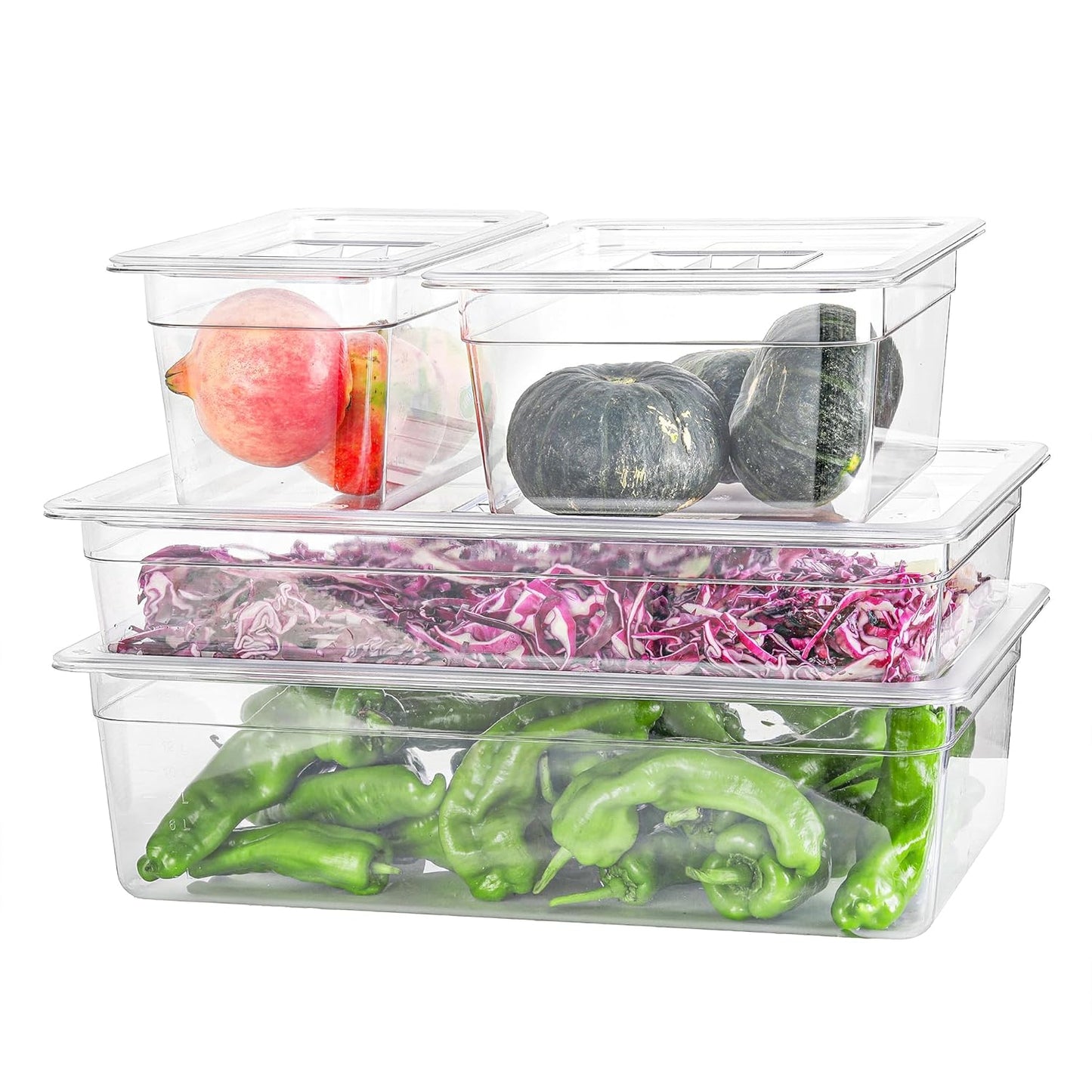 6-Pack 1/3 Size Food Pan 2.5 Inch Deep BPA Free Polycarbonate Food Storage Containers Stackable Clear Hotel Pan for Buffet Party Supplies Dishwasher Freezer Safe