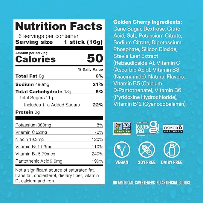 Liquid I.V.® Hydration Multiplier - Golden Cherry | Electrolyte Powder Drink Mix | 1 Pack (16 Servings)