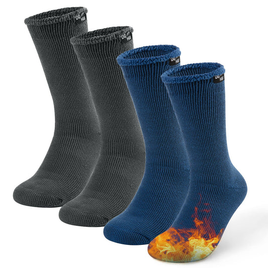DG Hill Crew Socks for Men - Warm Socks for Women Winter Dress Socks - Work Boot Socks Cold Weather Heated Snow Sock 2 Pack