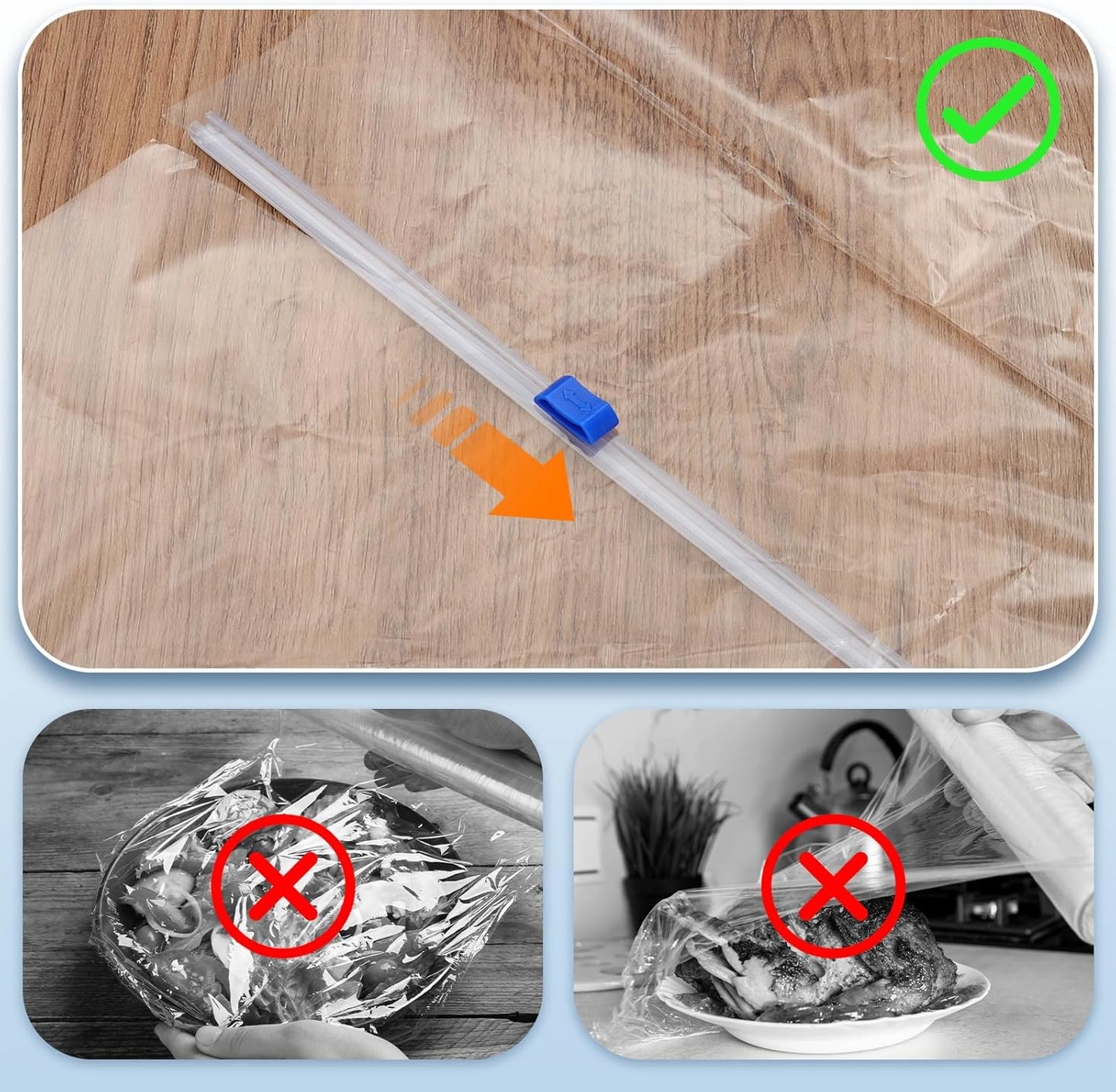 PATIKIL 12pcs Plastic Wrap Cutter, 17in Plastic Wrap Slide Cutter Self Adhesive Installation Replacement for Aluminum Foil Wax Paper Parchment Paper Wrap Dispenser, Blue