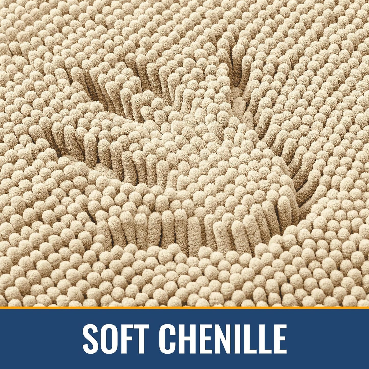 Arotive Bathroom Rugs 47x32, Extra Soft Absorbent Shaggy Chenille Bath Rugs, Machine Washable Rubber Backing Non-Slip Bath Mats for Bathroom Floor Tub and Shower, Home Decor Accessories, Beige