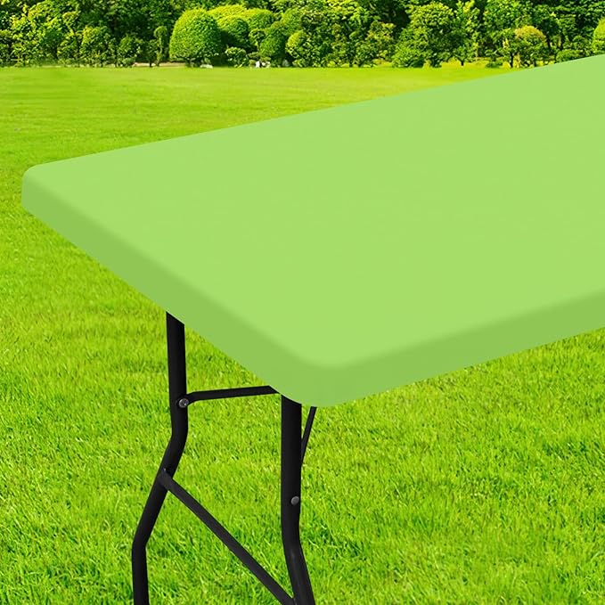 homing Rectangle Table Cloth Cover, Waterproof Polyester Elastic Fitted Tablecloth, Fits for 5 Foot Folding Tables, Washable Table Protector for Picnic, Camping, Outdoor (Lime Green, 30" x 60")
