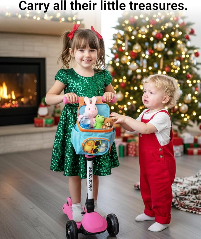 Elecorange Balance Electric Scooter for Kids Ages 2-9, 2025 Upgraded, Long Range, Friendly Thumb Throttle, Solid Wide Light Up Deck & Wheels, Adjustable Height, 5Mph Safe Limit, 60min Riding, Foldable