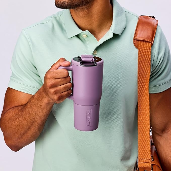 BrüMate Müv - 25oz 100% Leak Proof Insulated Coffee Mug with Handle & Lid - Stainless Steel Coffee Travel Mug - Double Walled Coffee Cup (Neon Pink)