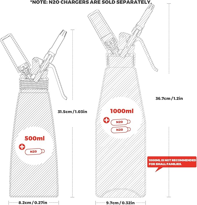 OSJCOOK Whipped CreamDispenser Stainless Steel & Aluminum (Single layer, 500ml)