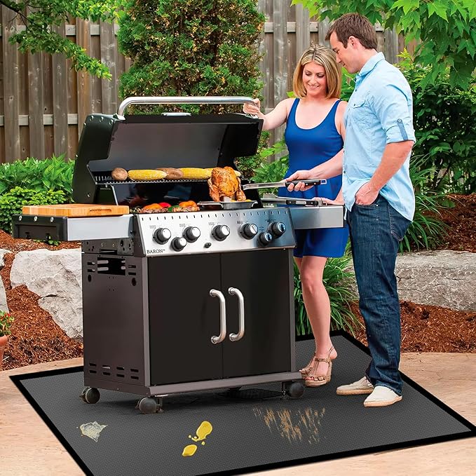 65 ×40 inches Under Grill Mats for Outdoor Grill/ Fireproof Fire Pit Mat for under Fire Pit Fireplace, BBQ Mat under BBQ Waterproof Oil-Proof Grill Floor Pad for Deck Patio Flat Top Smokers Gas Grills