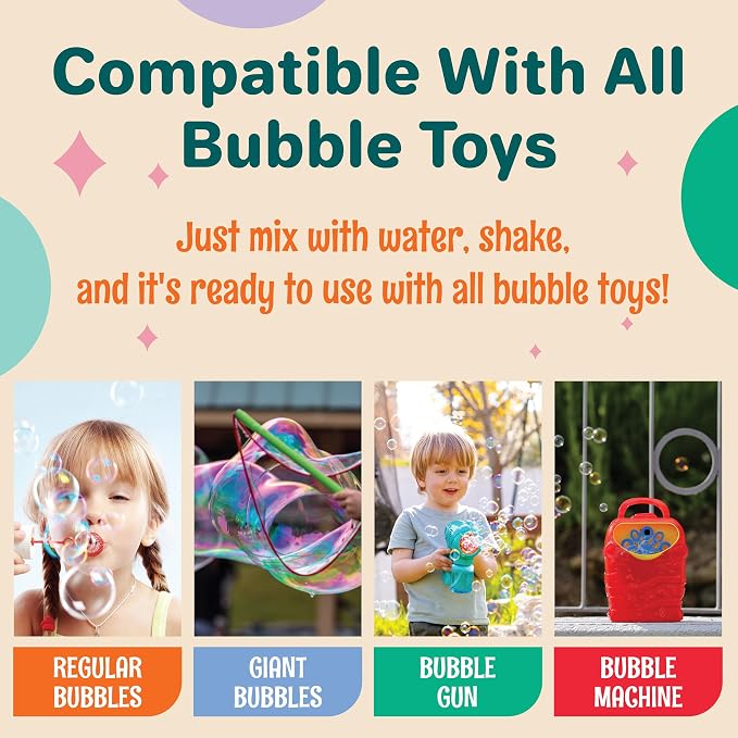 101 oz Iridescent Bubble Solution Refill | Non-Toxic Quick & Easy Just Add Water to Make 101 oz Bubble Refill Solution | Bubbles for Kids | Bubbles Bulk | Bubble Machine Solution | Giant Bubbles