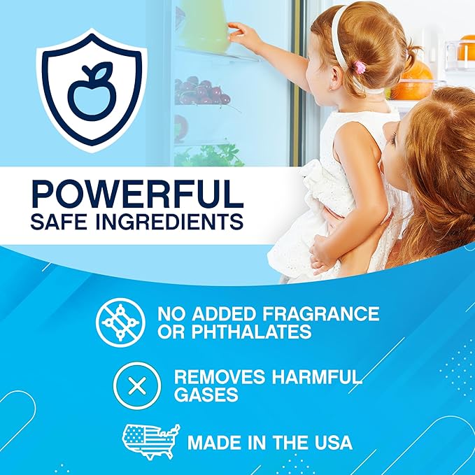 NonScents Refrigerator Deodorizer – Odor Eliminator for Fridge & Freezer – Outshines Baking Soda & Deodorizer with Activated Charcoal – Unscented & Long-Lasting, Freshen Refrigerator (2-Count)