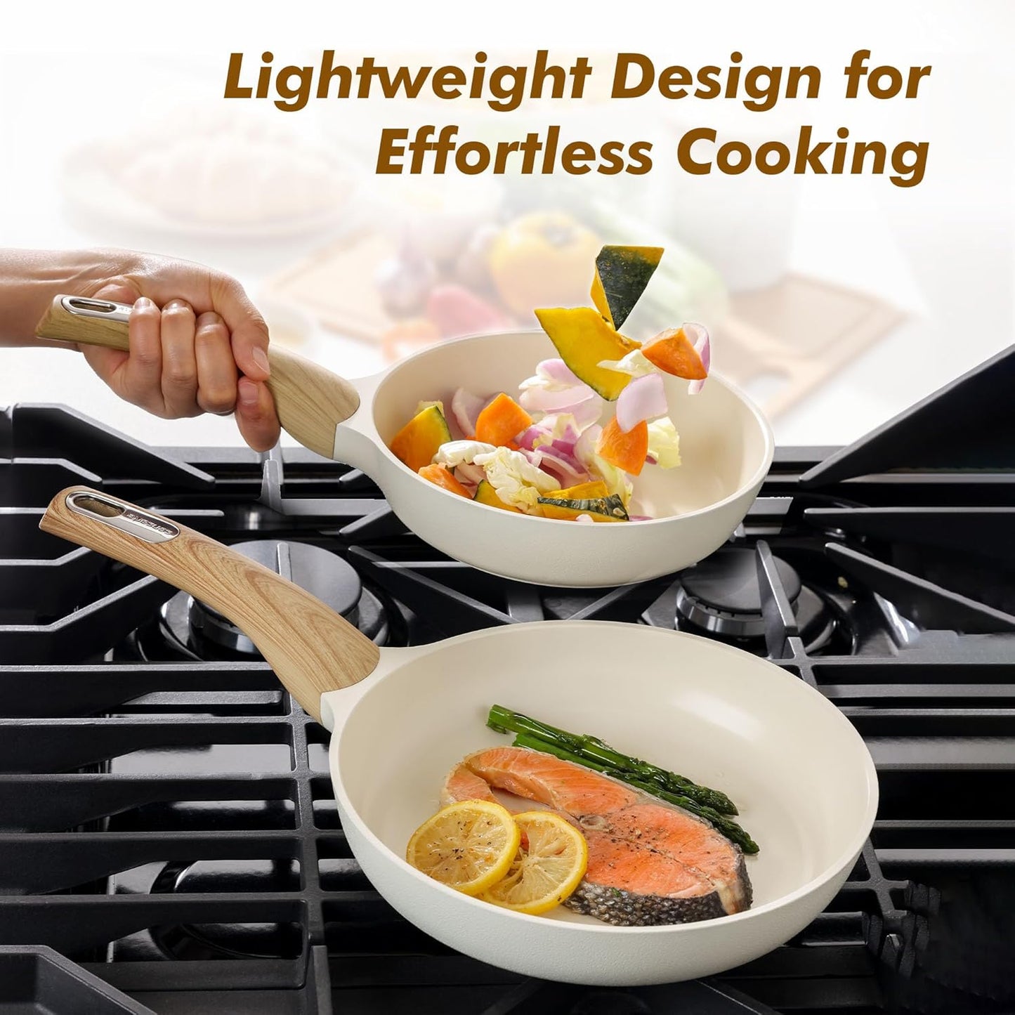 SENSARTE Ceramic Nonstick Frying Pan Skillet 11Inch Non Stick Omelette Pans, Non-toxic Healthy Kitchen Cooking Chef's Pan, Free of Intentionally Added PFOA/PFAS/PTFE, Induction Compatible, White