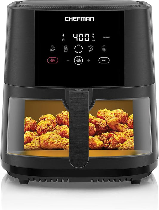 Chefman TurboTouch Easy View Air Fryer, The Most Convenient And Healthy Way To Cook Oil-Free, Watch Food Cook To Crispy And Low-Calorie Finish Through Convenient Window, 8 Qt