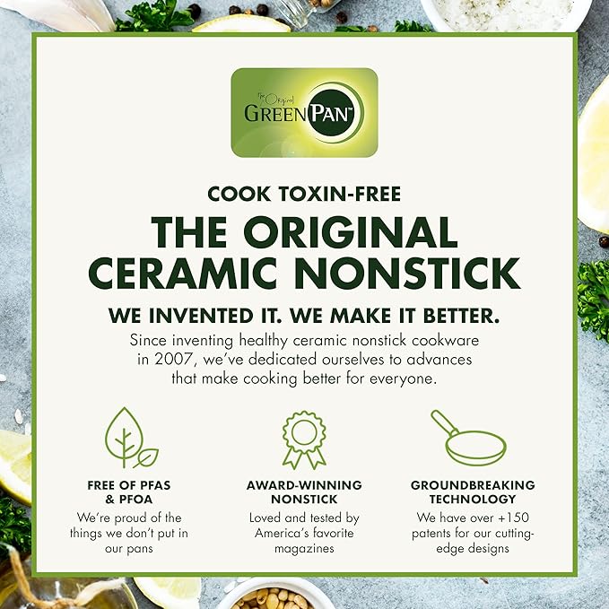GreenPan 8.5" Universal Glass Lid with Stainless Steel Handle, Tempered Glass Lid for Frying Pan Skillet, PFAS-Free