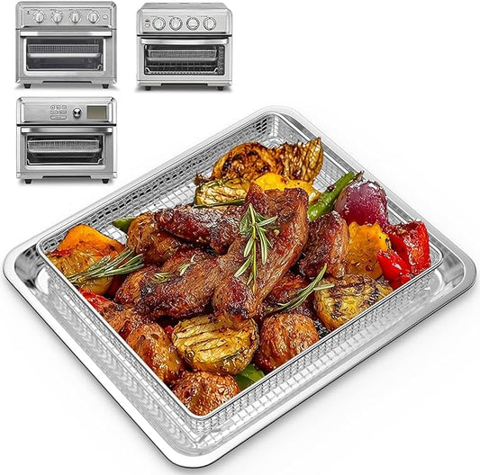Air Fryer Tray Replacement for Cuisinart TOA-60/TOA-65/TOA-70 Oven, Stainless Steel Air Fryer Basket and Tray for Ninja Combi Cooker SFP701 Air Fryer Basket for Oven Air Fryer Pan Accessories for Oven