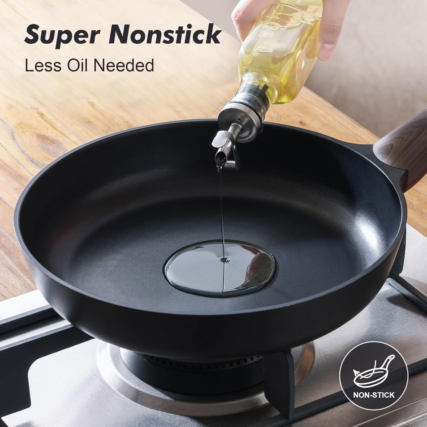 SENSARTE Nonstick Frying Pan Skillet 11Inch Non Stick Egg Pan Omelette Pans, Healthy Kitchen Cooking Chef's Pan, PFOA Free, Free of Intentionally Added PFOS/PFOA, Induction Compatible, Black