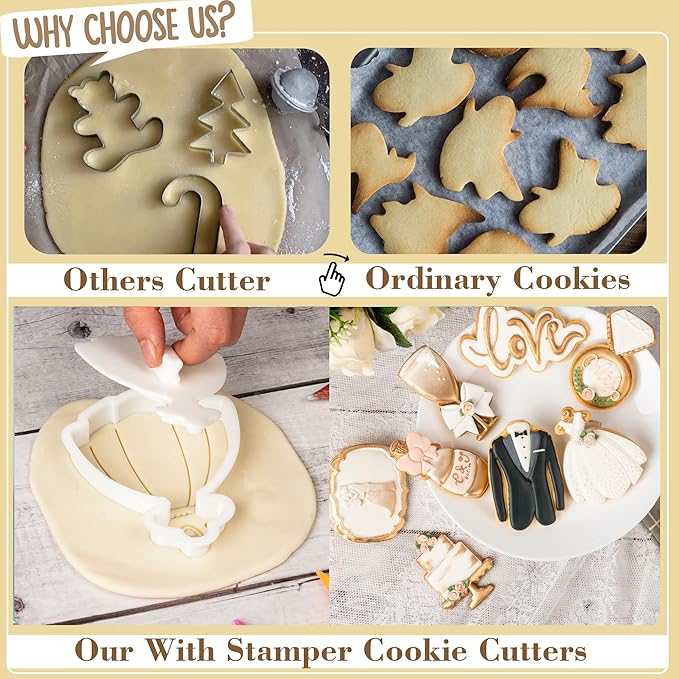 Wedding Cookie Cutters Cutter Tuxedo Shape 3.5" with Plunger Stamps Baking Dough Tools Cake Shapes PLA Accessories for Birdesmaid Decorative Party Kitchen Supplies