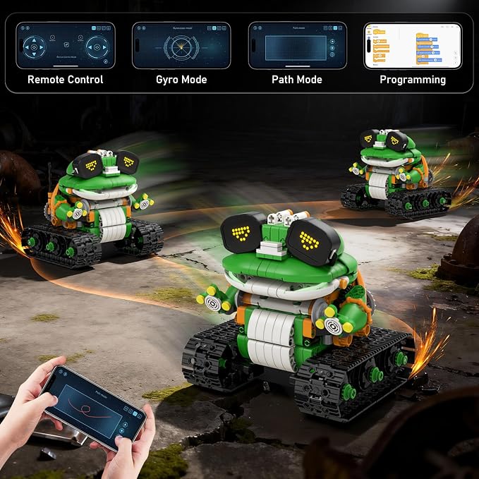 STEM Robot Building Toys for Kids 6-12, 5in1 App & Remote Control STEM Tractor Frog Robot Building Kits, 732PCS DIY Educational Construction Building Block Set for Kid, Erector Set Gift for Boys Girls