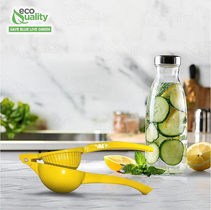 EcoQuality Heavy Duty Handheld Yellow Citrus Juice Squeezer Premium Lemon, Lime & Orange Press for Maximum Extraction Easy to Use, Durable and Rust Resistant Metal Manual Juicer (6)