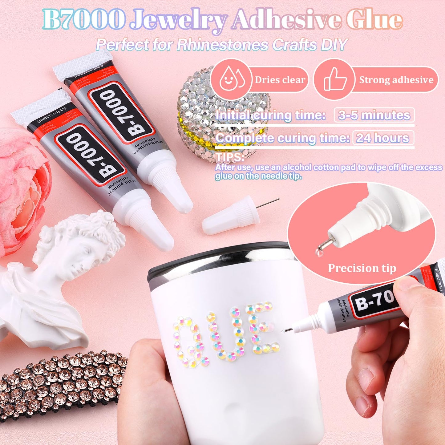 30000Pcs Resin Transparent AB Rhinestones for Bedazzling Crafting with b7000 Jewelry Glue, Bulk Flatback Gems Bedazzler Kit for Crafts Clothes Shoes Fabric Nail Diamond Art, Assorted Size 2/3/4/5/6mm