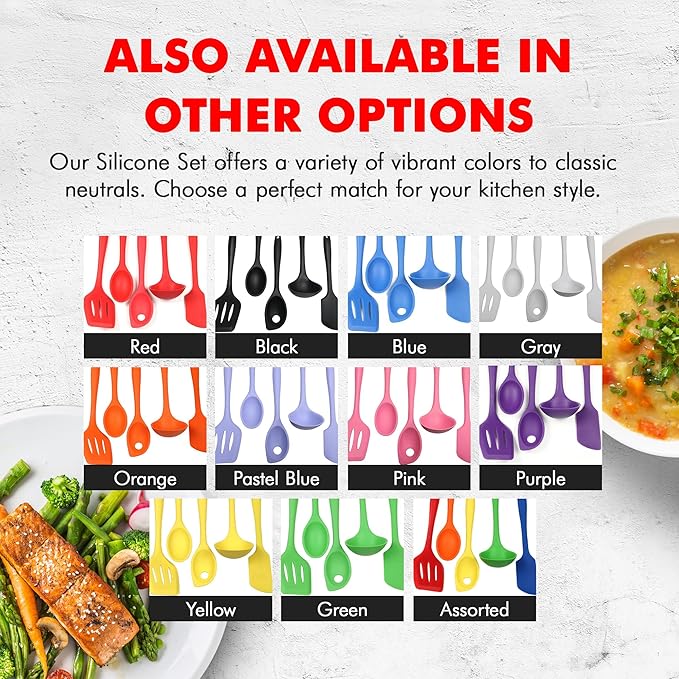 Chef Craft - Premium Silicone Kitchen Tools and Utensils Set, Non-Scratch, Withstands Temperatures up to 450°F, BPA-Free, 5 Piece Cooking Utensils Set, Gray