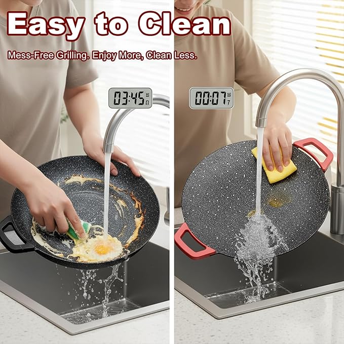 Indoor Smokeless Electric Griddle,Comales Para Tortillas Electricos, Portable Electric Korean Bbq Grill,Round Electric Griddle For Bbq, Tortillas, Steaks, Burgers, Pancakes (11 in)