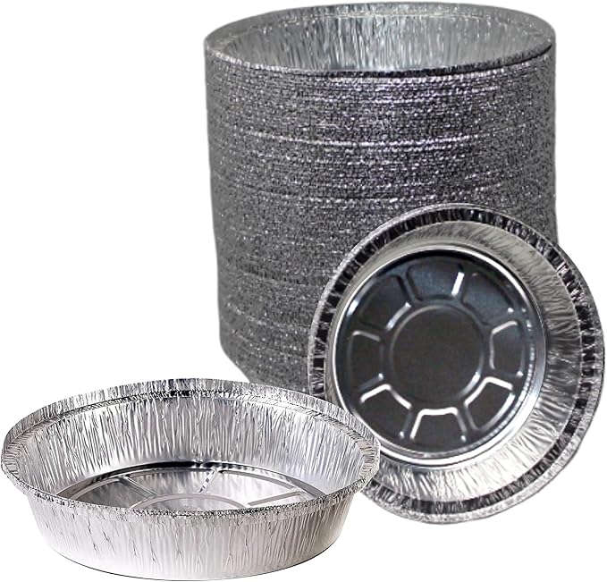 EcoQuality (200 Pack - 9 Inch Disposable Round Aluminum Foil Take-Out Pans - Disposable Tin Containers, Perfect for Baking, Cooking, Catering, Parties, Restaurants (No Lids)