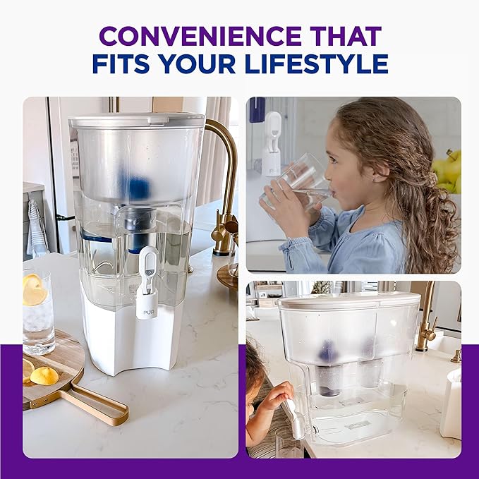 PUR Water Filter Dispenser XL 44-Cup with 2 Genuine PUR Filters, Largest Available, 44-Cup Capacity, 2-in-1 Powerful, Faster Filtration, Dishwasher Safe, (PDI4000Z)