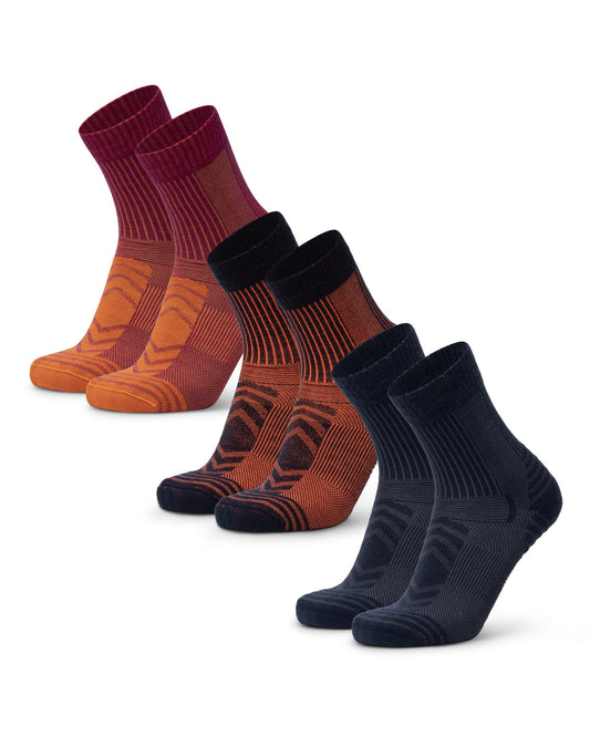 DANISH ENDURANCE Merino Wool Light Hiking Socks, Cushioned & Moisture Wicking Hiking Socks, Men, Women & Kids, 3 Pack