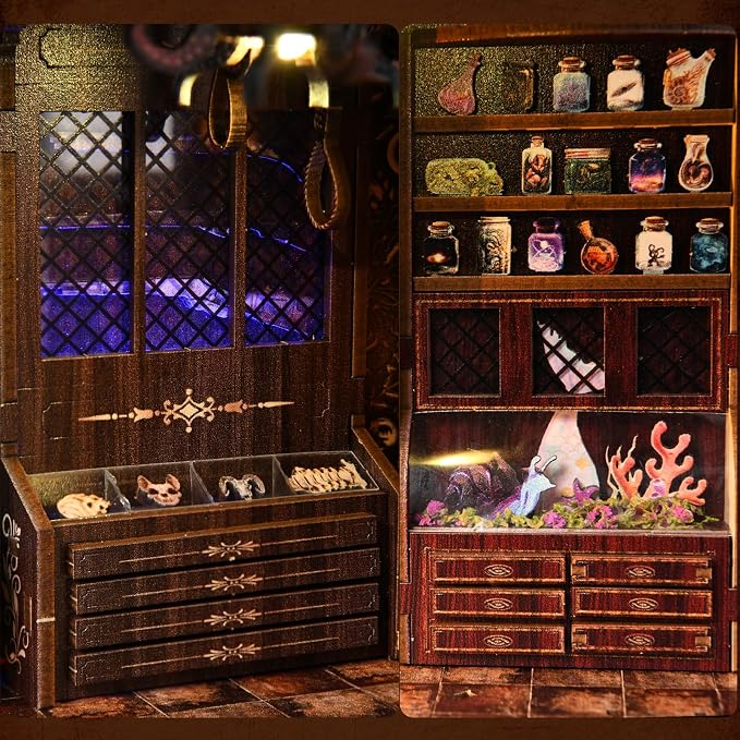 TOYQI Book Nook Kit, DIY Miniature Dollhouse Kit for Adults and Teens | Booknook Tiny House Kit Bookshelf Decoration 3D Wooden Puzzle Bookend