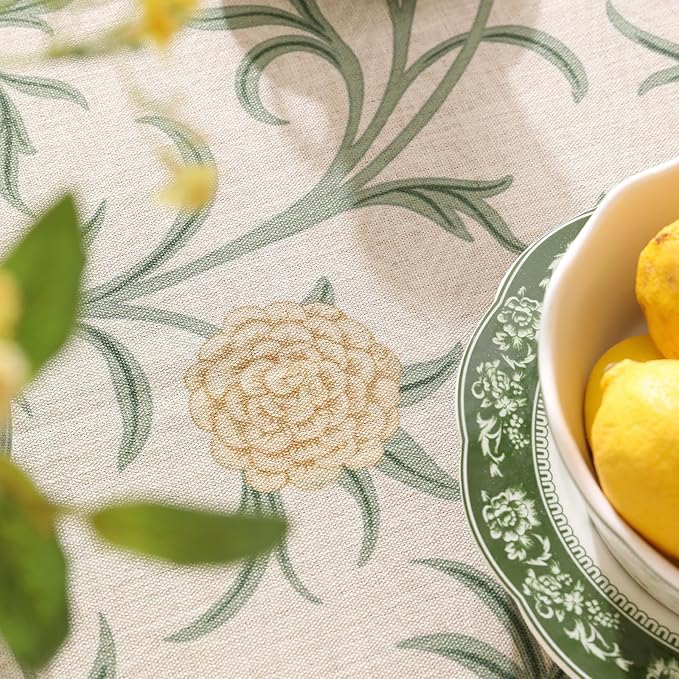 patdrea Designer French Linen Table Cloth for Rectangle Table,Vintage Fall Decorative Tablecloth,Floral Decoration Cover for Kitchen Dining Christmas,Tea Party,Thanksgiving,63"x102"-Littledaisy