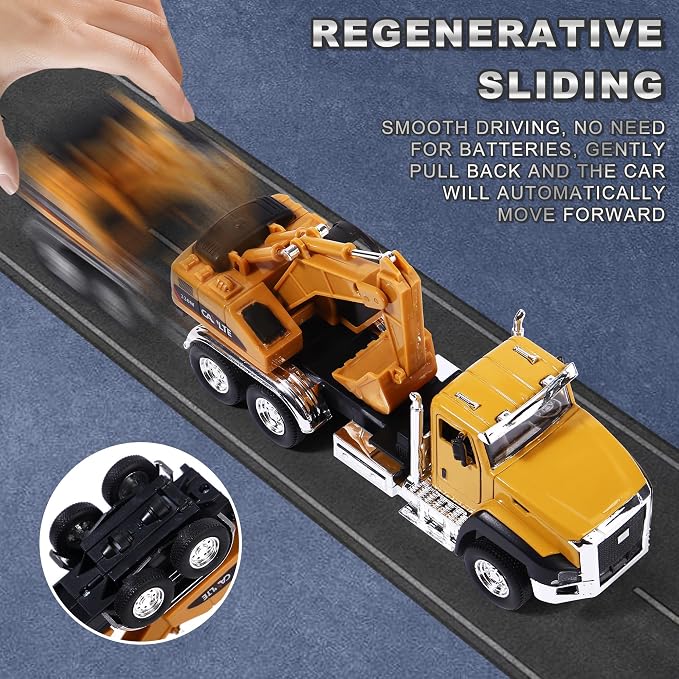 AIUAZA 1/50 Engineering Construction Vehicle, Dump Truck, Excavator, Mixer, Only The Front of The car is Made of Alloy，Collection Model car, Boy's Door Opening Pull Back car Toy (Mixer Truck)