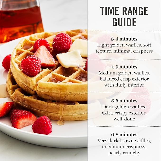 Martha Stewart Rotating Waffle Maker, 180° Flip Iron with PFAS-Free Nonstick Plates, Adjustable Timer, Ready Light, Drip Tray, Space Saving, Classic Round 7”, Easy to Clean, Stainless Steel, Honeydew