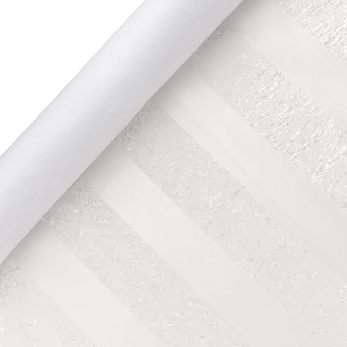 Luxury Table Protector Pad, 2 in 1 Table pad + Great Looking Tablecloth - Heat Resistant, Spill & Stain Proof - Flannel Backing (54x108, White - Silk Stripe)