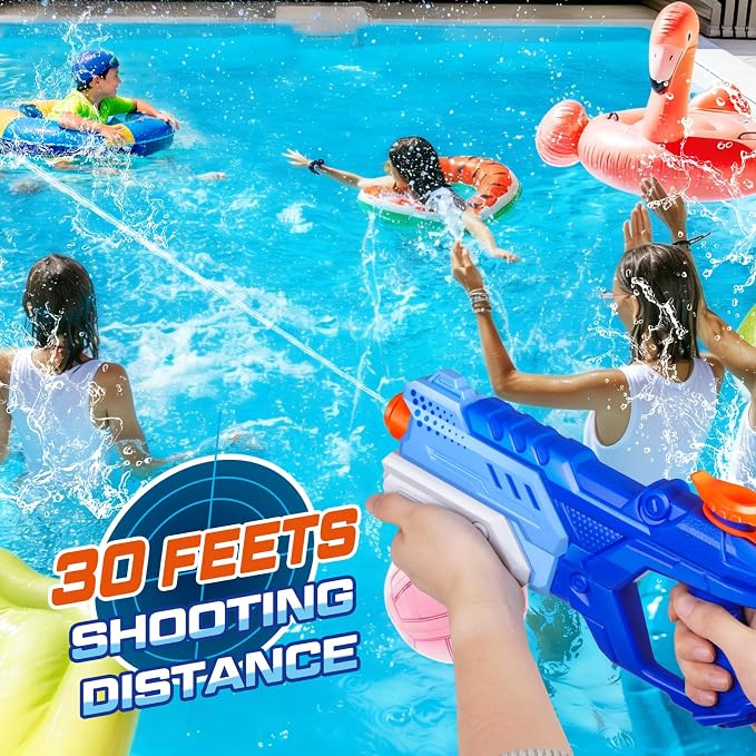 Quanquer 600cc Water Guns for Kids & Adults - 4 Pack Super Squirt Blasters Soaker with Long Range, High Capacity Pump Action, Summer Swimming Beach Outdoor Water Fighting Play Pool Toys for Boys Girls