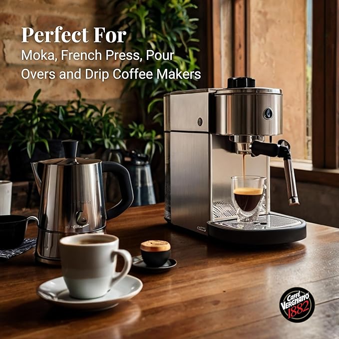Caffe Vergnano Antica Bottega Whole Bean Coffee 1.1 lb Bag - Medium Roast Arabica Espresso Beans, Italian Coffee Chocolate Caramel Nut Notes - For Coffee Maker, French Press Espresso Maker, Moka Pot
