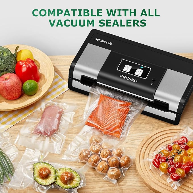 FRESKO Vacuum Sealer Bags Rolls 2 Packs 11" x 20', Commercial Grade Seal a Meal Bags for Storage Food and Sous Vide, BPA Free, Heavy Duty Customized Size Freezer Bags for Vacuum Sealer