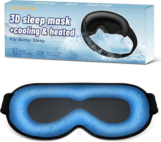 3D Cooling Sleep Mask Blackout-Gel Eye Mask for Cold Compress, Cooling Weighted Eye Mask for Sleeping, Zero Eye Pressure, Ice Cold Pack, Cold Compress for Puffy Eyes FSA HSA Eligible-Black