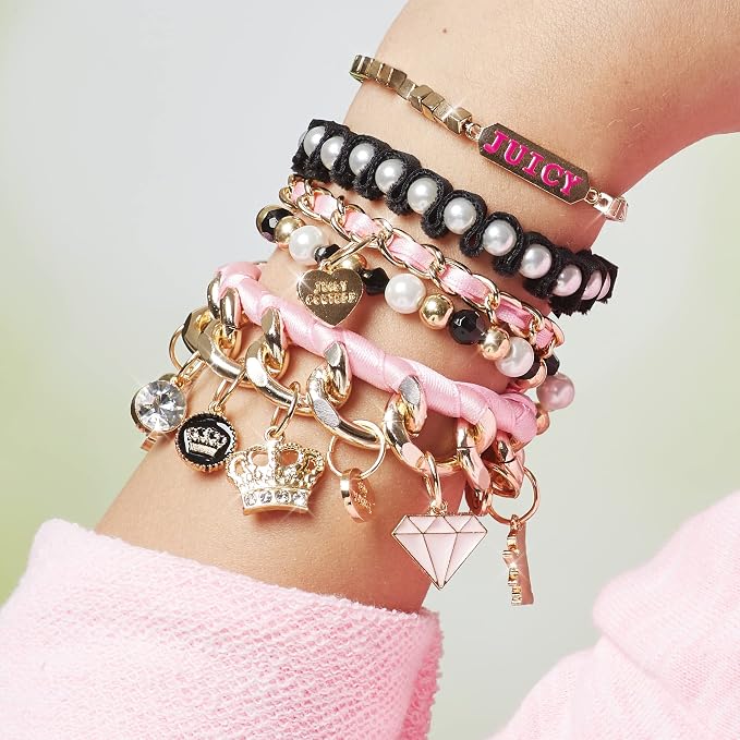 Make It Real: Juicy Coture Chains & Charms, DIY Bracelet Kit, Includes 12 Juicy Coture Charms, Makes Up to 5 Bracelets, Helps Young Girls Develop Fine Motor & Visual Skills, for Ages 8 and up