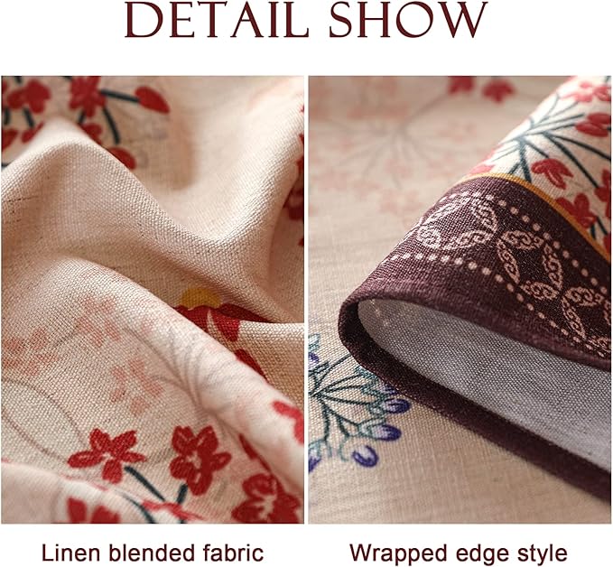 patdrea Designer French Linen Square Table Cloth,Vintage Red Floral Breathable Dacorative Tablecloth,Small Fall Table Cover for Kitchen Dining,Christmas,Holiday,Thanksgiving,67"x67"-Newmari