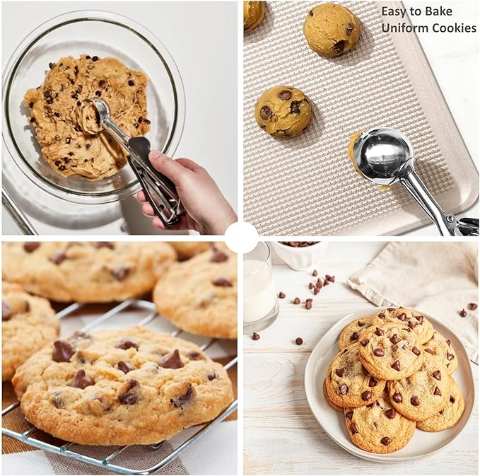 Cookie Scoop, Ice Cream Scoop, 2.5Tbsp/42ml/1.4 oz Cookie Scoops for Baking, 18/8 Stainless Steel Cookie Scooper for Baking, Cookie Dough Scoop, Ice Cream Scooper with Trigger Release (#24)
