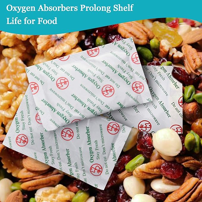 VacYaYa 3000CC(30-Pack) Food Grade Oxygen Absorbers Packets for Home Made Jerky and Long Term Food Storage, Stored in Vacuum Bag and 3 Times Oxygen Absorption Capacity
