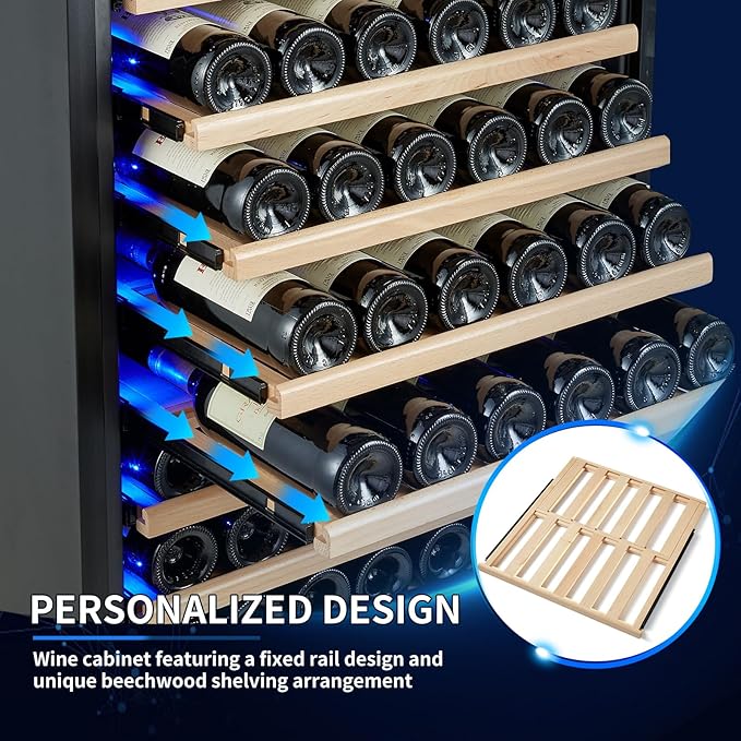 ORYMUSE 200 Bottle Upgrade Wine Cooler Refrigerator - 24 Inch Large Capacity Wine Fridge Built-In Freestanding, with Quiet Compressor, Professional Temperature Control & Wine Cellar - Black
