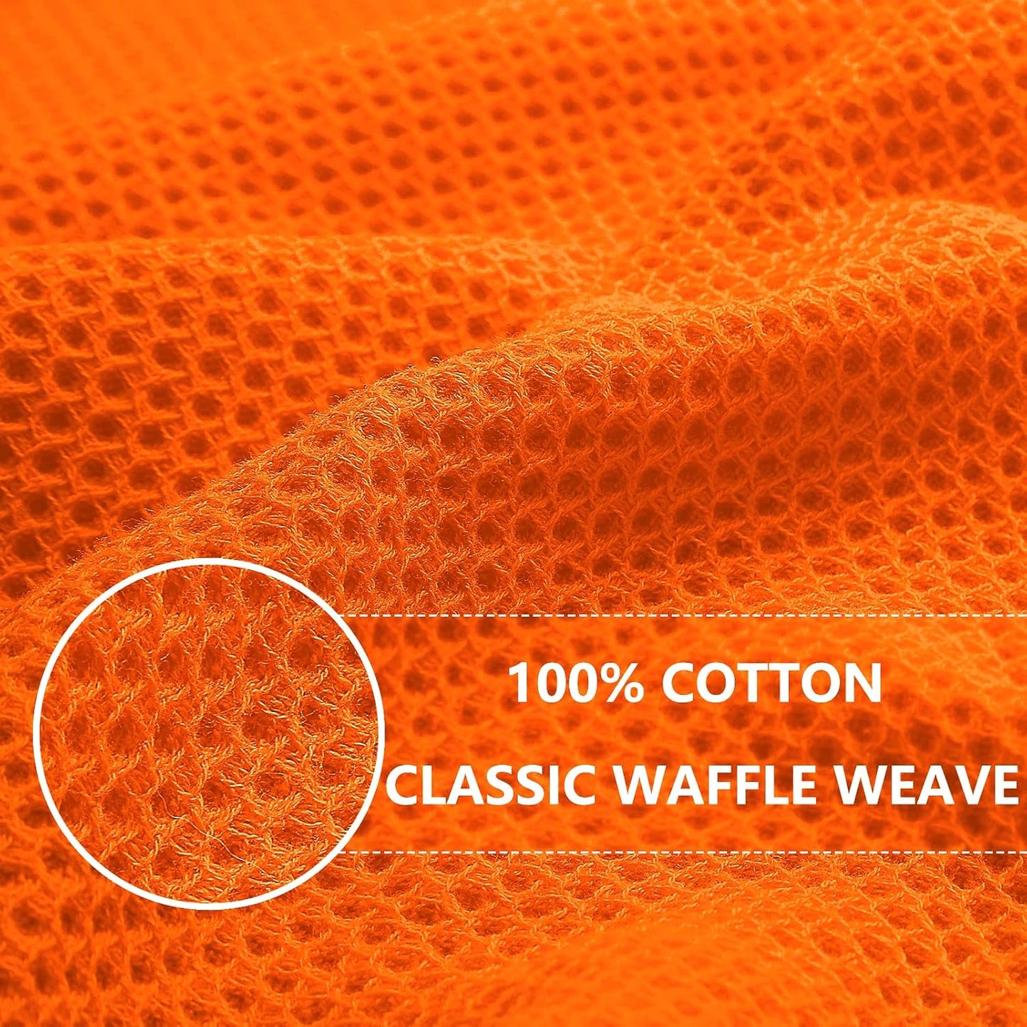 Homaxy 100% Cotton Waffle Weave Kitchen Dish Towels, Ultra Soft Absorbent Quick Drying Cleaning Towel, 13 x 28 Inches, 4-Pack, Orange