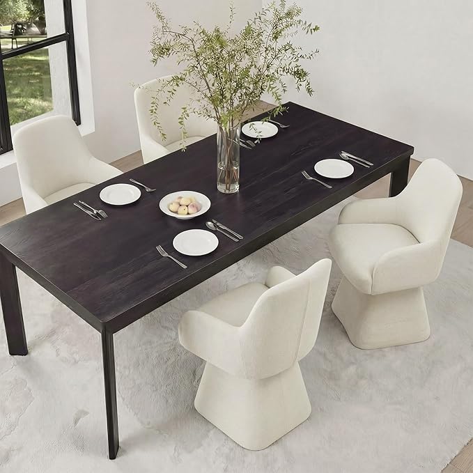 Swivel Dining Chairs Set of 4, Mid Century Modern Chairs Fabric Upholstered Armchair with Armrest & Ergonomic Backrest for Dining Room, Kitchen, Bedroom, Living Room, Linen, 4 Boxs